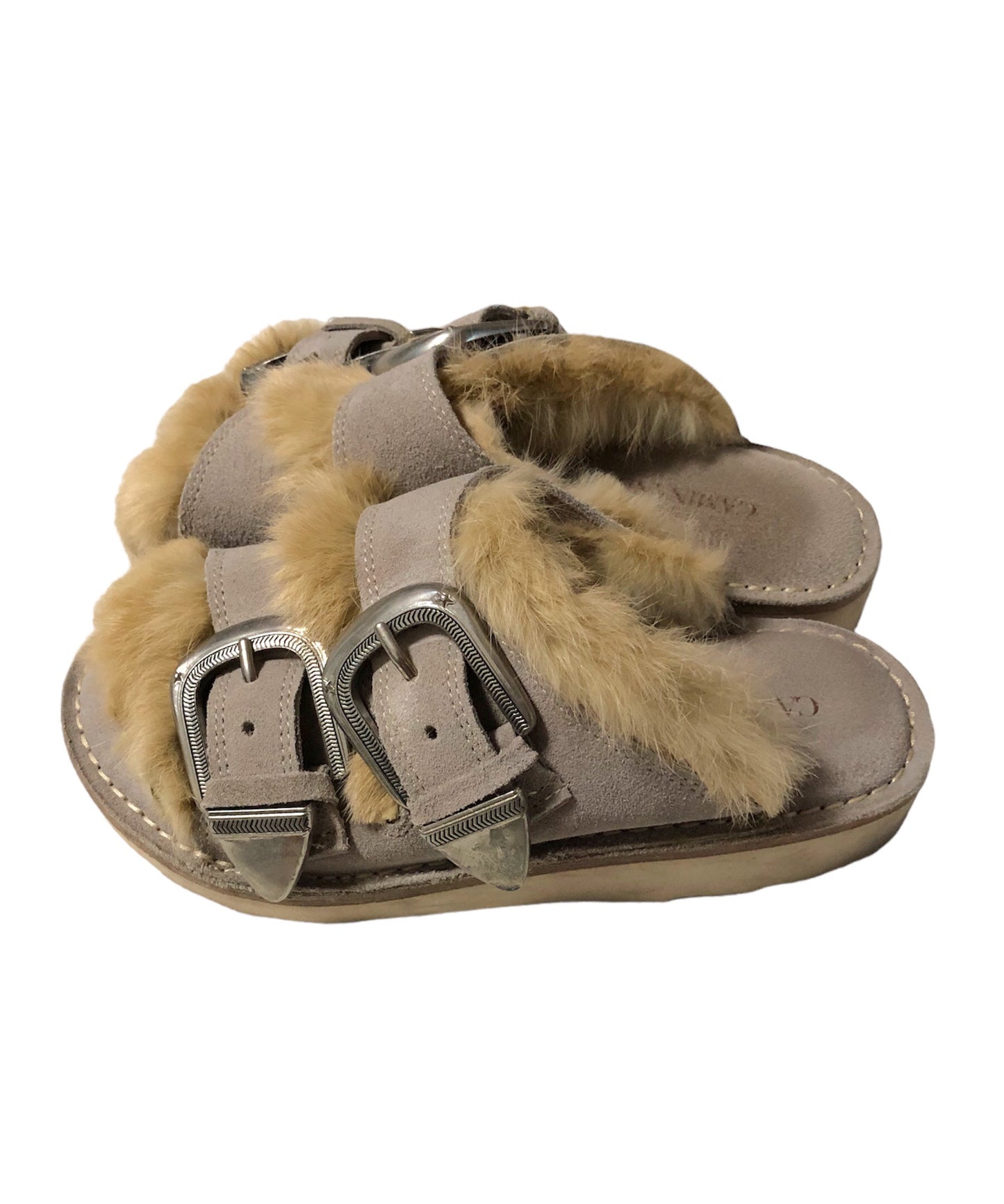 DOUBLE STRAP FUR SANDAL