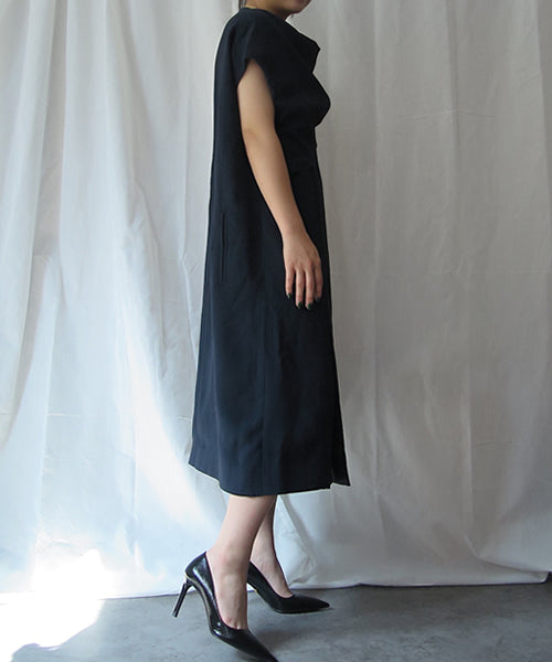 tucked cape design dress