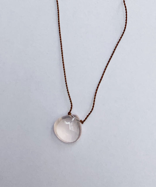 Smooth Stone Necklace(Rose Quart)