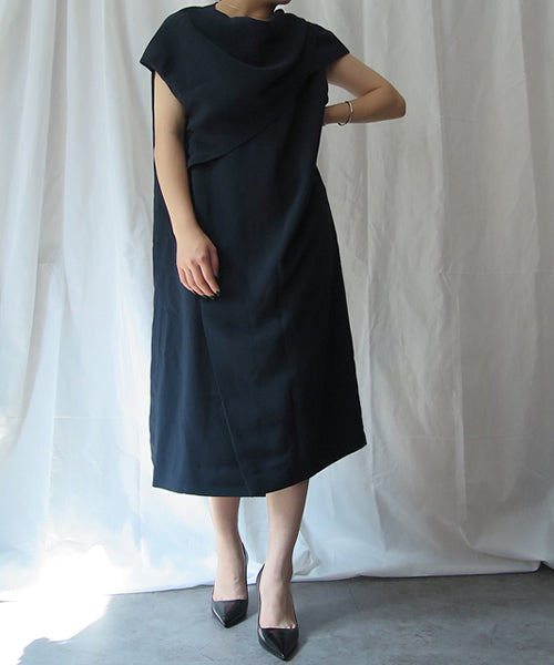 tucked cape design dress