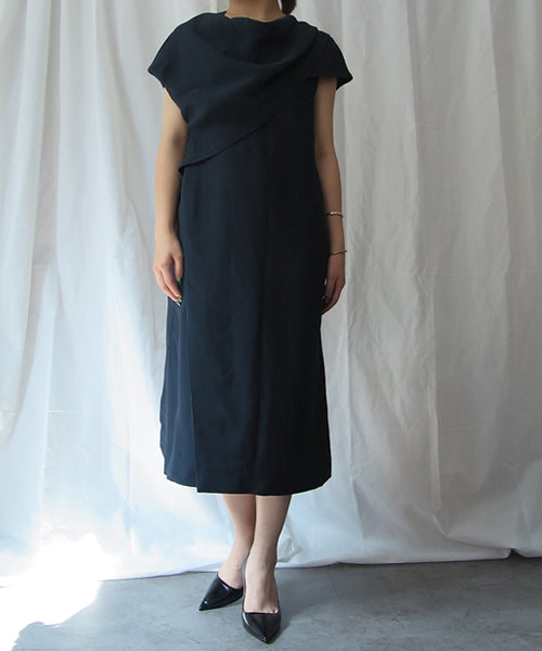 tucked cape design dress