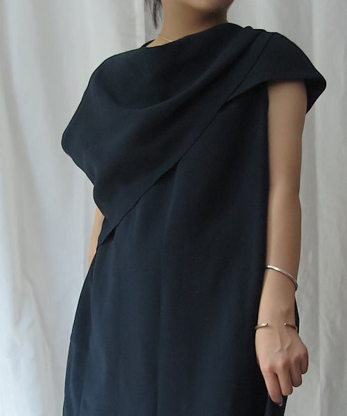 tucked cape design dress